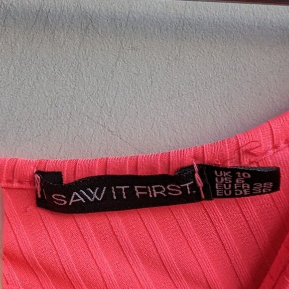 I Saw It First neon pink ribbed one shoulder one piece romper - Picture 3 of 5